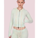 Body By Raven Mint Stripe Body Knitwear Zip Hoodie