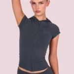 BODY BY RAVEN BODY BASICS SHORT SLEEVE HOODIE (CHARCOAL)